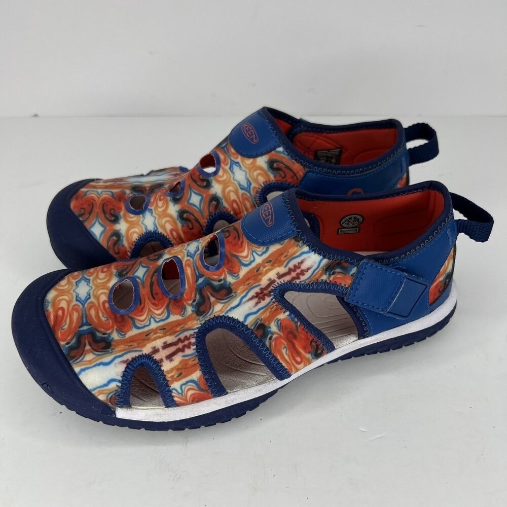 Keen Orange Peel and Blue Stingray Water Shoes Slip-On Hook-N-Loop Youth Size 5